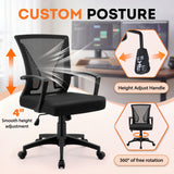 Vyrox Mid-Back Mesh Office Chair Set of 2, Ergonomic Desk Chair with Lumbar Support, Adjustable Swivel Task Chair for Home Office
