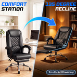 Vyrox Home Office Chair, High Back Executive Leather Desk Chair with Arms, Ergonomic Adjustable Swivel Computer Chair