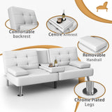 Homall Futon Sofa Bed Faux Leather Couch Modern Convertible Folding Recliner with 2 Cup Holders