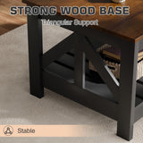 Homall 39" 2-Tier Farmhouse Coffee Table Wood Center Table with Storage Shelf for Living Room