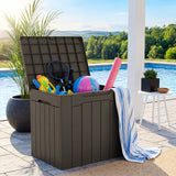 Homall 31-Gallon Resin Deck Box with Lockable Lid, Multi-Functional Outdoor Storage Bench for Patio, Garden, and Backyard
