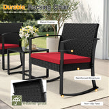 Homall 3 Pieces Patio Bistro Chairs Set, Outdoor PE Rattan Chairs with Cushions and Coffee Table Conversation Set