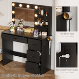 Homall Vanity Desk with Mirror, 3 Modes LED Lights and USB Power Outlet, Makeup Vanity Table with 6 Storage Shelves and 7 Drawers for Dressing Room Bedroom