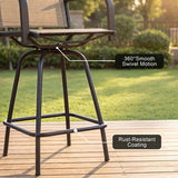 Homall 2-Piece Beige Bar Height Patio Stools – 360° Swivel Textilene Outdoor Chairs, Weather-Resistant Steel Frame for Balcony, Garden & Poolside