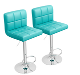 Homall Bar Stools Set of 2 Modern PU Leather Hydraulic Kitchen Counter Square Island Height Adjustable Swivel Barstool with Back