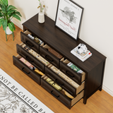 Homall 7-Drawer Wood Dresser for Bedroom, Large Storage Cabinet with Anti-Tip Safety and Footstool-Integrated Design, Double Classified Storage Organizer Chest for Living Room, Brown