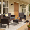 Homall 4 Pieces Outdoor Patio Furniture Brown PE Rattan Wicker Table and Chairs Set Backyard Poolside Garden Porch Sets with Cushioned