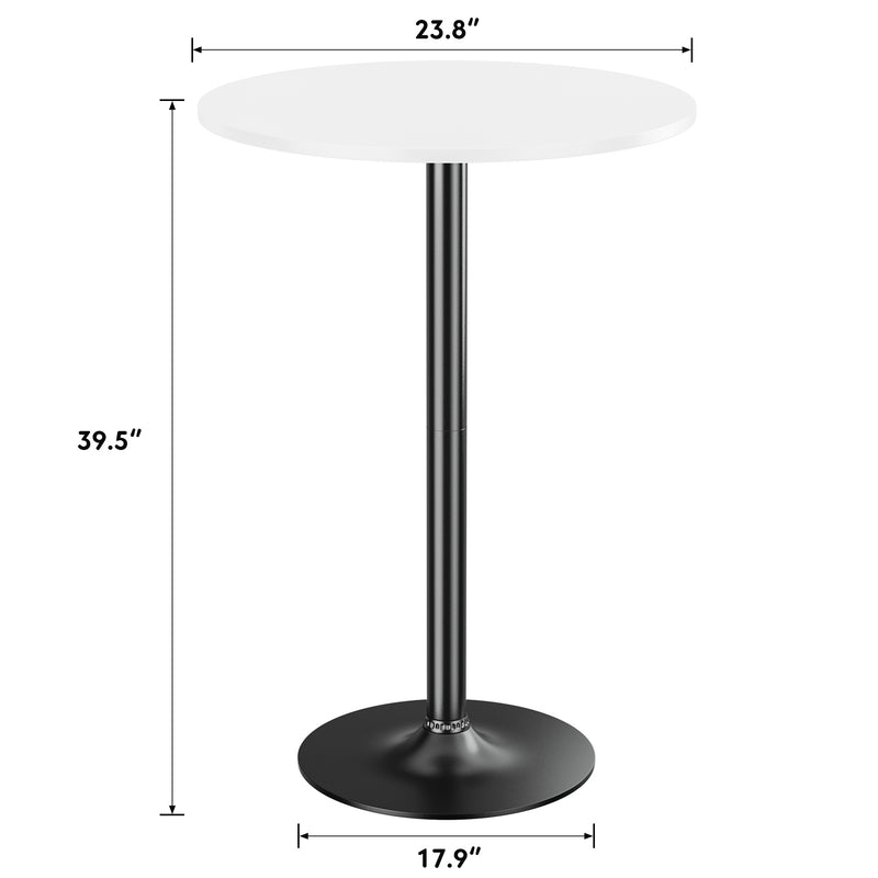 Homall Bistro Pub Table Round Bar Height Cocktail Table Metal Base MDF Top Obsidian Table with Black Leg 23.8-Inch Top, 39.5-Inch Height