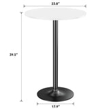Homall Bistro Pub Table Round Bar Height Cocktail Table Metal Base MDF Top Obsidian Table with Black Leg 23.8-Inch Top, 39.5-Inch Height