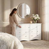 Homall 6 Drawer Double Dresser Equipped with an Anti-Toppling Device, Modern Wood Chest of Drawer for Living Room Bedroom