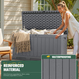Homall 90 Gallon Outdoor Resin Deck Box, Waterproof and UV Resistant Storage Box for Garden Tools, Pool