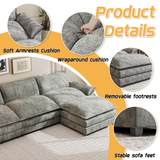 Homall Sectional Sofa 3-seat L-shaped Sofa with reversible toffee chair Movable Footrest Sofa