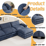 Homall Sectional Sofa 3-seat L-shaped Sofa with reversible toffee chair Movable Footrest Sofa