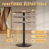 Homall 2 Pieces Bar Table Height Adjustable Bistro Pub Table Cocktail Round Table with Metal Base, White/Sliver