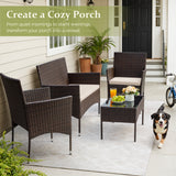 Homall 4 Pieces Patio Conversation Set Outdoor Furniture Rattan Chairs Wicker Seating with Cushion and Table Weather-resistant for Porch Garden Backyard