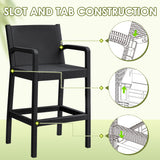 Homall 2-Pack Outdoor Bar Stools, High Back Bar Chairs with Textured Seat for Patio