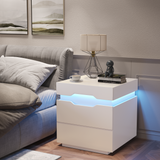 Homall Nightstand Drawers Led Bedside End Tale with Remote and Charging Ports