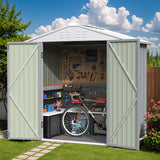 Homall 4' x 6' Mental Outdoor Storage Shed with Sloping Roof and Lockable Door, for Backyard & Garden, Gray