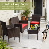 Homall 4 Pieces Patio Conversation Set Outdoor Furniture Rattan Chairs Wicker Seating with Cushion and Table Weather-resistant for Porch Garden Backyard