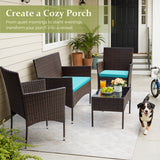 Homall 4 Pieces Patio Conversation Set Outdoor Furniture Rattan Chairs Wicker Seating with Cushion and Table Weather-resistant for Porch Garden Backyard