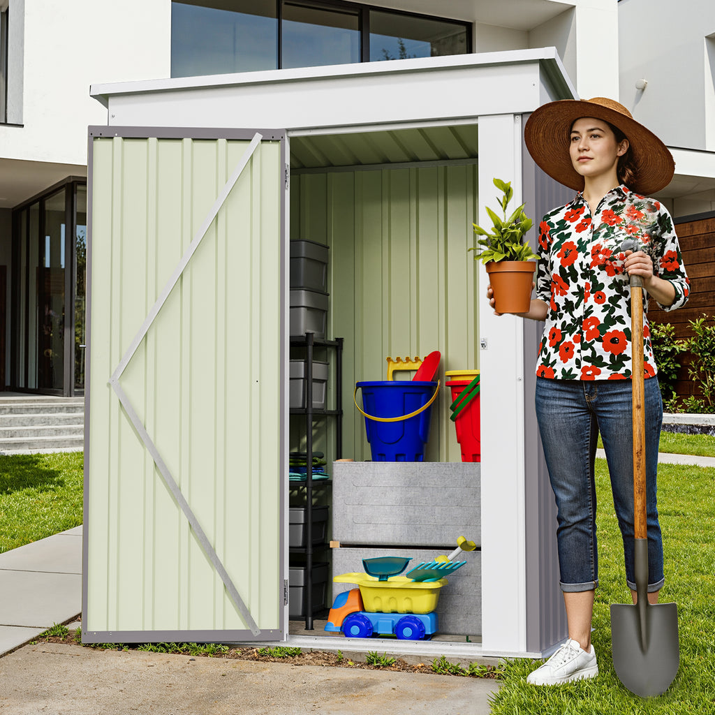 Homall 3' x 5' Mental Outdoor Storage Shed, with Groove Roof and Locka ...