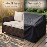 Homall Patio 3 Seater Outdoor Sofa Outdoor Couch with Waterproof Sofa Cover,High Back Rattan Deep Seat Sofa for Patio,Porch,Backyard