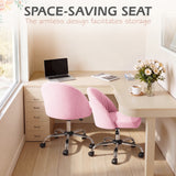 Vyrox Home Office Chair, Adjustable Swivel Vanity Chair with Wheels, Upholstered Mid-Back Rolling Task Chair, Armless Desk Chair for Bedroom, Living Room, Study