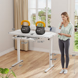 Homall 48" x 24" Wood Top Electric Standing Desk with Drawer, Height Adjustable Desk with Phone Stand & Charging Ports, Sit Stand up for Home Office,Beige