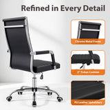 Vyrox Modern Office Chair, Mid-Back Faux Leather Swivel Reception & Conference Chair， Ergonomic Swivel Chair with Arms