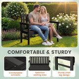 Homall Outdoor Bench, HDPE Outdoor Bench, 2-Person Patio Garden Bench, Weather-Resistant Park Bench for Outdoor, Black