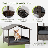 Homall Outdoor&Indoor Wicker Dog House with Removable Cushion Dog Shelter Dog Bed with Canopy Raised Dog Bed for Small/Medium Dogs