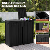 Homall 32 Gallon Outdoor Trash Can, Plastic Garbage Bin with Front Door & Lid, Heavy Duty Waterproof Waste Container for Outdoor