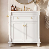 Homall 30'' Bathroom Vanity with Ceramic Sink, Storage Cabinet & Towel Bar, Modern Farmhouse Bathroom Vanity for Small Bathrooms & Powder Rooms