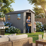 HOMALL 4x8ft Resin Shed for Outdoor Storage, Heavy-Duty Lockable Garden Tool Shed with Weather-Resistant Design