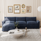 Homall Sectional Sofa 3-seat L-shaped Sofa with reversible toffee chair Movable Footrest Sofa