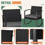 Homall 3 Pieces Patio Bistro Chairs Set, Outdoor PE Rattan Chairs with Cushions and Coffee Table Conversation Set