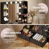 Homall Vanity Desk with Mirror, Power Outlet & LED Lights, Makeup Vanity Table with 2 Drawers & 4 Shelves, Dressing Table for Bedroom Dressing Room
