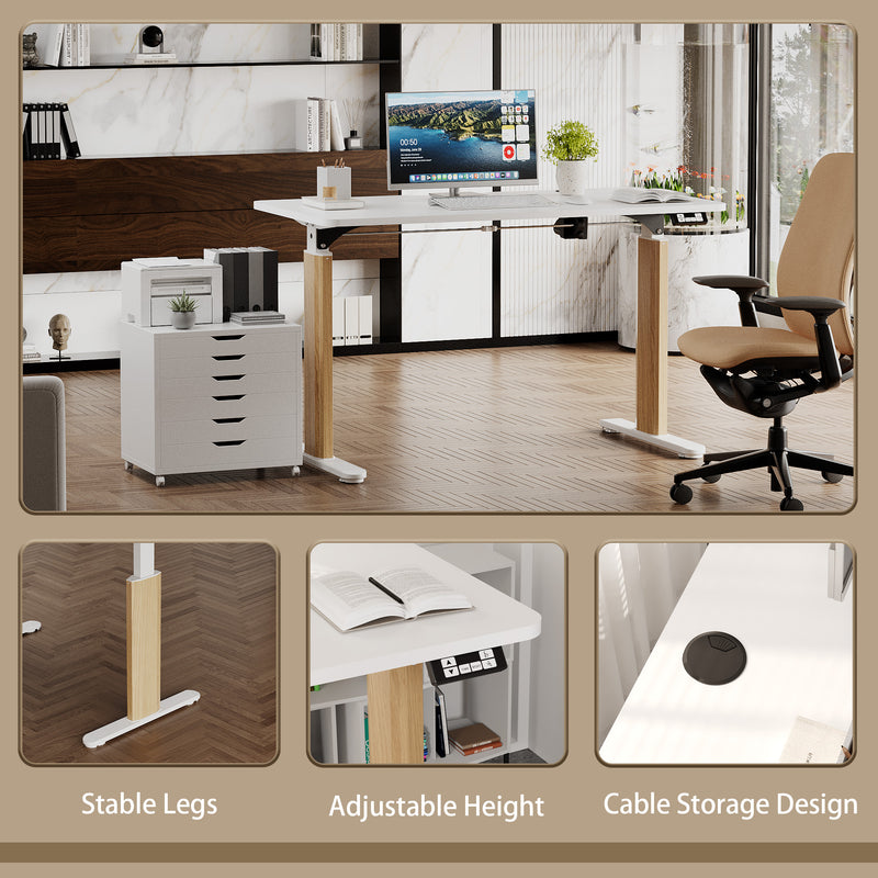 Homall Erogonomic Height adjustable Desk with Lift Range 28.7''--46.4'', Electric Office Home Computer Standing Table with Memory storage, White