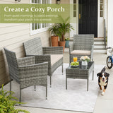 Homall 4 Pieces Patio Conversation Set Outdoor Furniture Rattan Chairs Wicker Seating with Cushion and Table Weather-resistant for Porch Garden Backyard