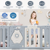 Homall 16-Panel Baby Playpen Kids Activity Centre Playard Center with Lock Door Rubber Bases