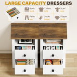 Homall NightStand Set of 2 with 2 Drawers & Open Storage Shelf, Farmhouse End Table Bedside Table for Bedroom Living Room