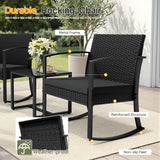 Homall 3 Pieces Patio Bistro Chairs Set, Outdoor PE Rattan Chairs with Cushions and Coffee Table Conversation Set