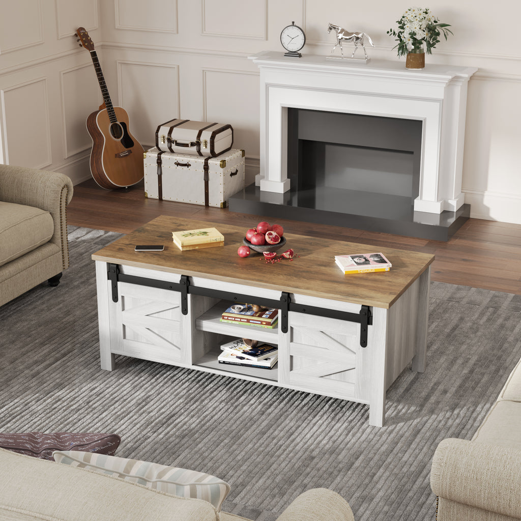 Homall Farmhouse Coffee Table Rustic Wooden Center Rectangular Table w ...