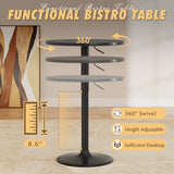 Homall 2 Pieces Bar Table Height Adjustable Bistro Pub Table Cocktail Round Table with Metal Base, White/Sliver