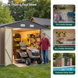 Homall, Outdoor Storage Shed Metal 10x12FT Tool Shed Brown for Garden, Garage, Patio & Equipment