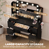 Homall Vanity Desk with Lights & Mirror, Makeup Vanity Table with Power Outlet & Storage for Bedroom Dressing Room, White