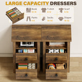 Homall NightStand Set of 2 with 2 Drawers & Open Storage Shelf, Farmhouse End Table Bedside Table for Bedroom Living Room