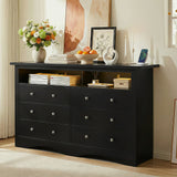 Homall 6 Drawer Double Dresser with Charging Station, Modern Chest of Drawers with LED Light, Storage Dresser Chest for Bedroom Living Room