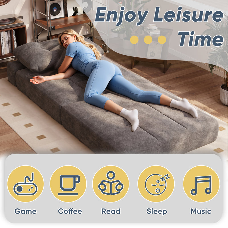 Homall Futon Sofa Bed Convertible Sleeper Chair Floor Couch with High Resilience Memory Foam Lazy Sofa for Living Room/Bedroom