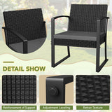 Homall 3 Pieces Patio Bistro Chairs Set, Outdoor PE Rattan Chairs with Cushions and Coffee Table Conversation Set